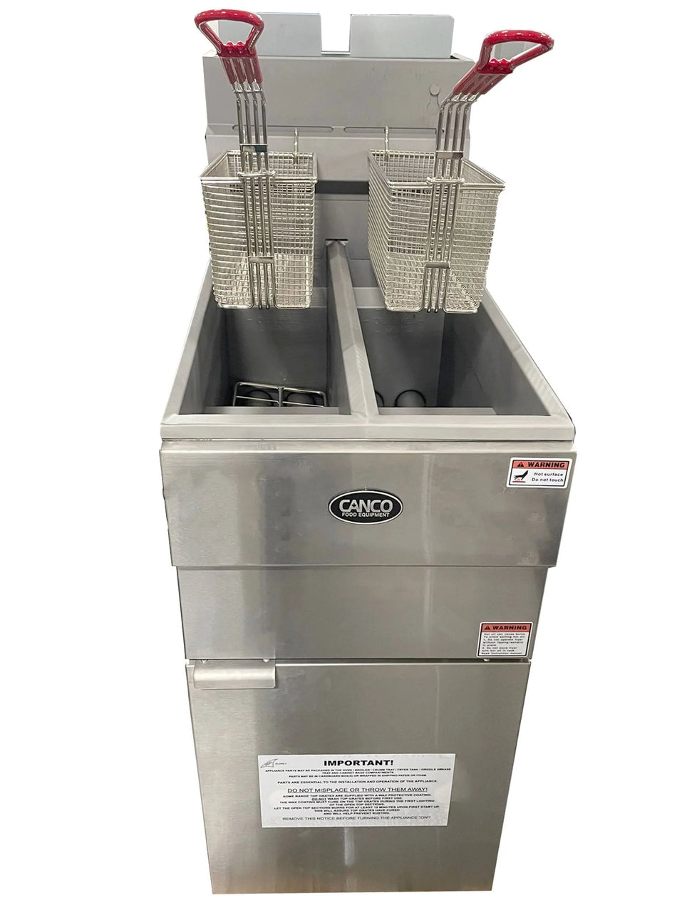 Canco Double Basket Fryer GF-120T with Two Compartments (120,000 BTU)