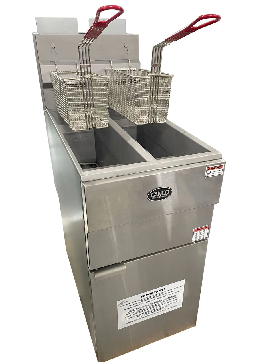 Canco Double Basket Fryer GF-120T with Two Compartments (120,000 BTU)