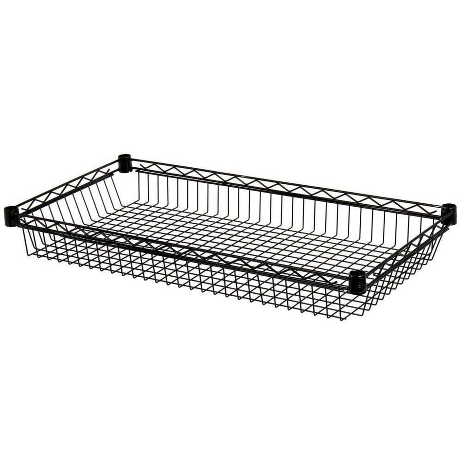 Canarac Individual Chrome/Black Epoxy Wire Shelf Baskets - Various Sizes - Omni Food Equipment