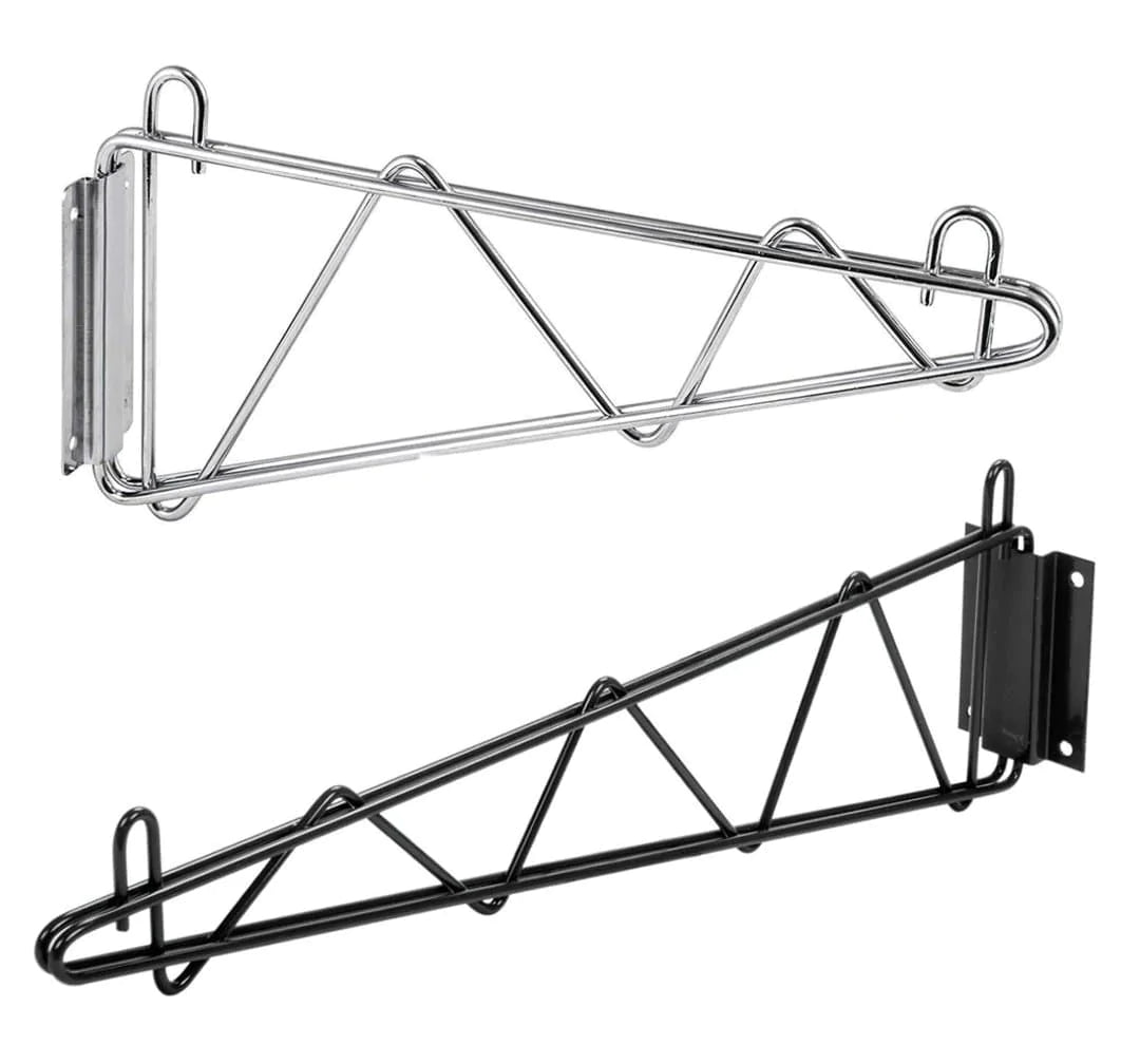 Canarac Wire Chrome/Black Epoxy Wall Brackets (Set of 2) - Omni Food Equipment