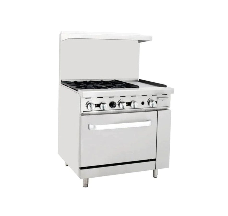 Omega ATO-4B12G Natural Gas 4 Burners with 12" Griddle Stove Top Range - Omni Food Equipment