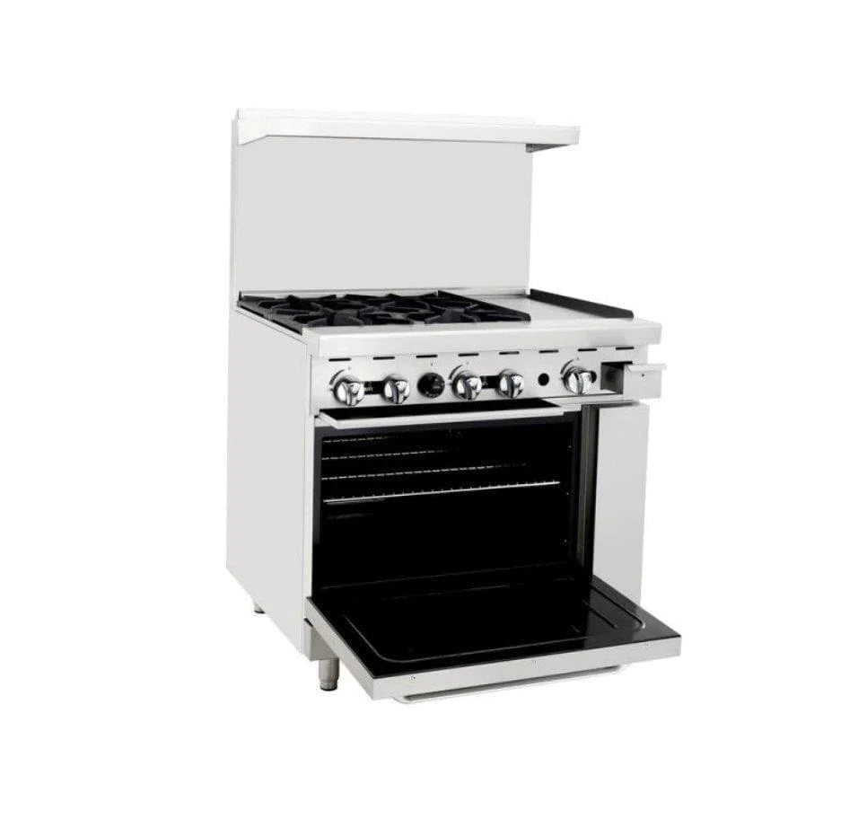 Omega ATO-4B12G Natural Gas 4 Burners with 12" Griddle Stove Top Range - Omni Food Equipment