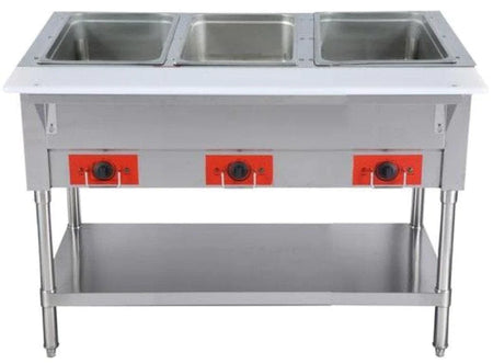 Omega FZ-06C Electric 3 Well Steam Table - 120V or 208-240V, NO WATER REQUIRED - Omni Food Equipment