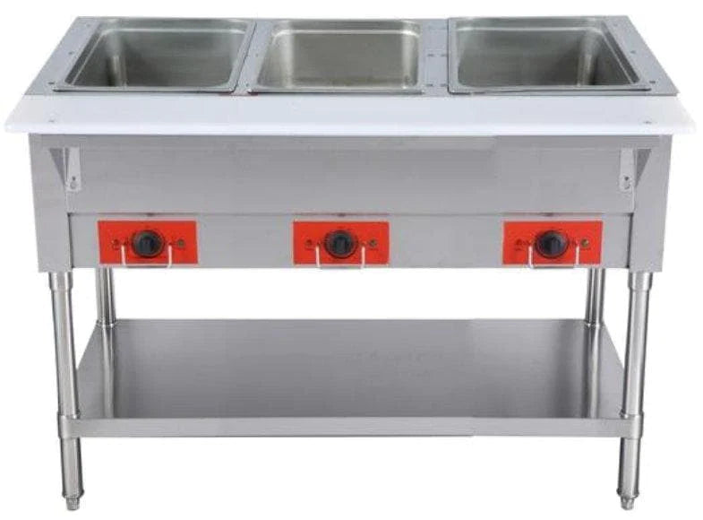 Omega FZ-06C Electric 3 Well Steam Table - 120V or 208-240V, NO WATER REQUIRED - Omni Food Equipment